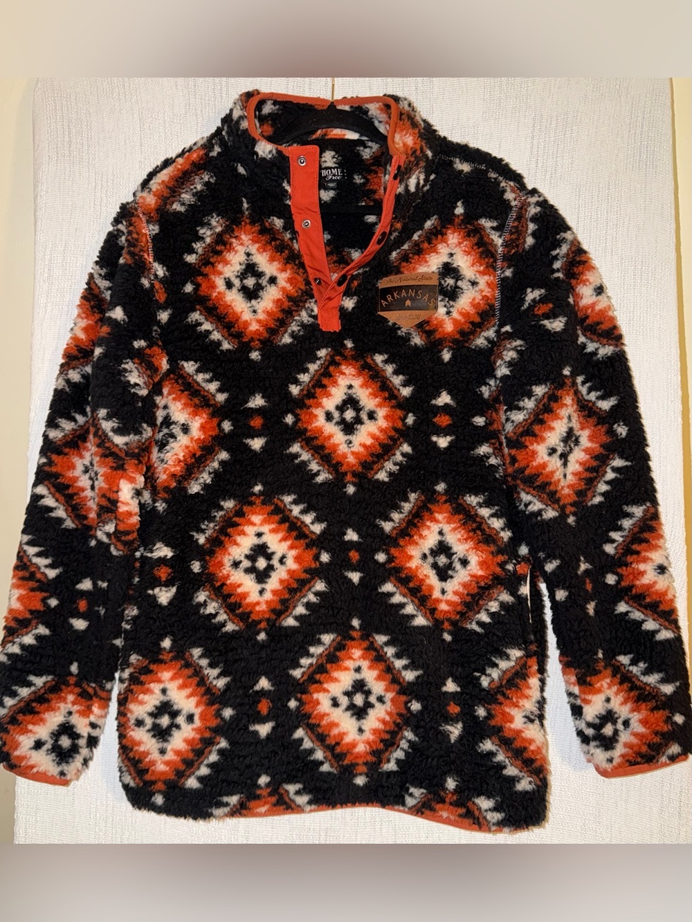 Arkansas Aztec Sherpa Fleece Pullover M Southwestern Quarter Snap COZY Core